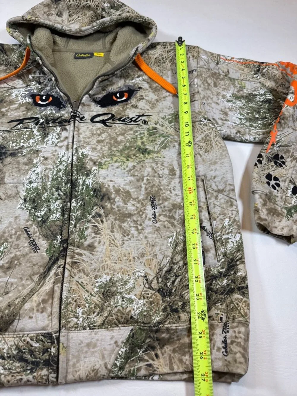 Cabelas Prairie Quest Camouflage Hoodie Large Warm Sherpa Fleece Lined Jacket